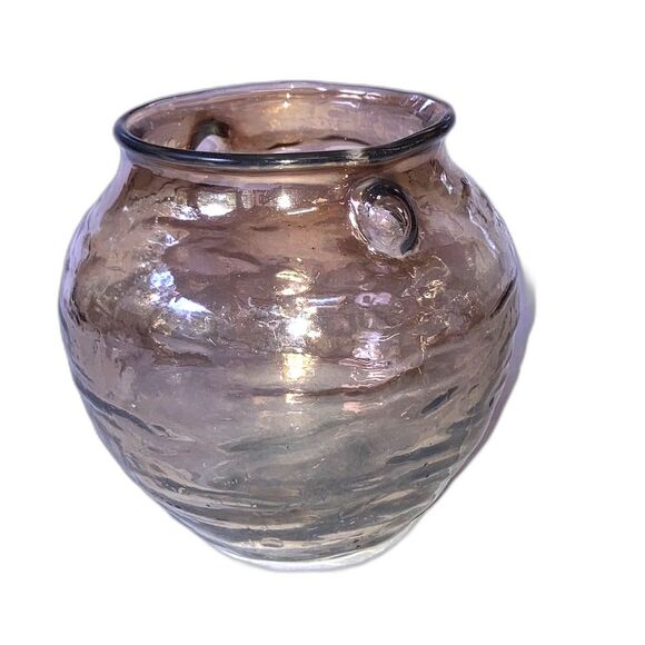 ANTHROPOLOGIE Capricio Art Glass Vase Candle holder With Small Handles - Picture 3 of 11